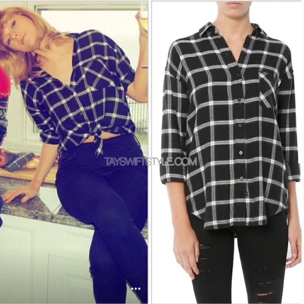 Rails Jackson Plaid Button Shirt in Ink White seen on Taylor Swift XS